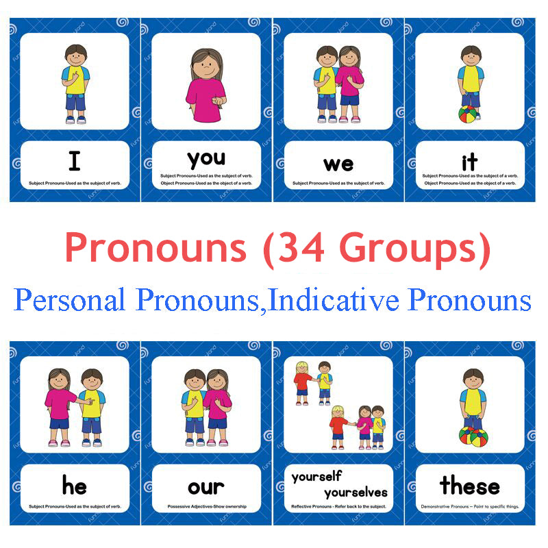 English Pronouns Flashcards for Kids - Educational Learning Toy