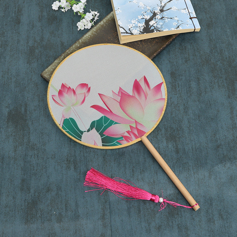 Ancient Style Translucent Round Fan With Tassel