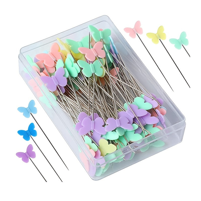 100pcs Multicolor Straight Pin Sewing Pins - Flat Heads Pins for Fab
