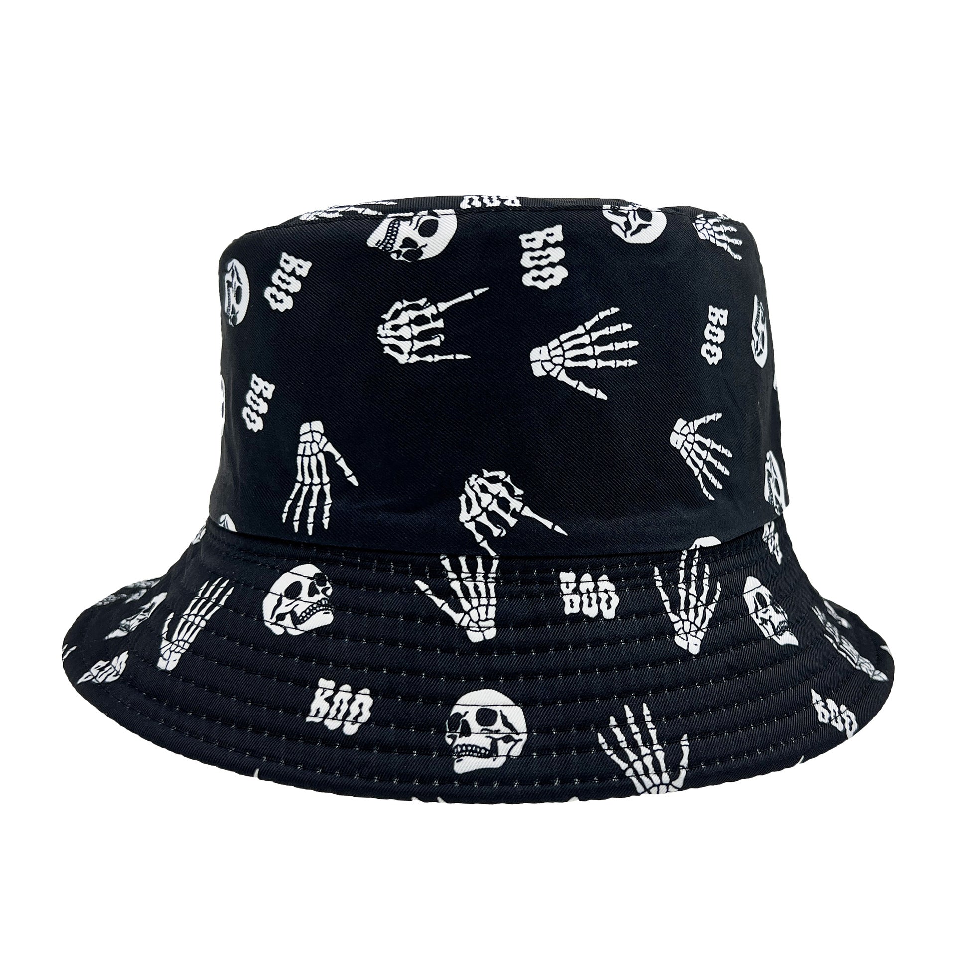 Skull Printed Fisherman Hat Hip Hop Unisex Casual Bucket Hat
