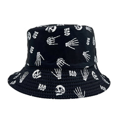 Skull Printed Fisherman Hat Hip Hop Unisex Casual Bucket Hat