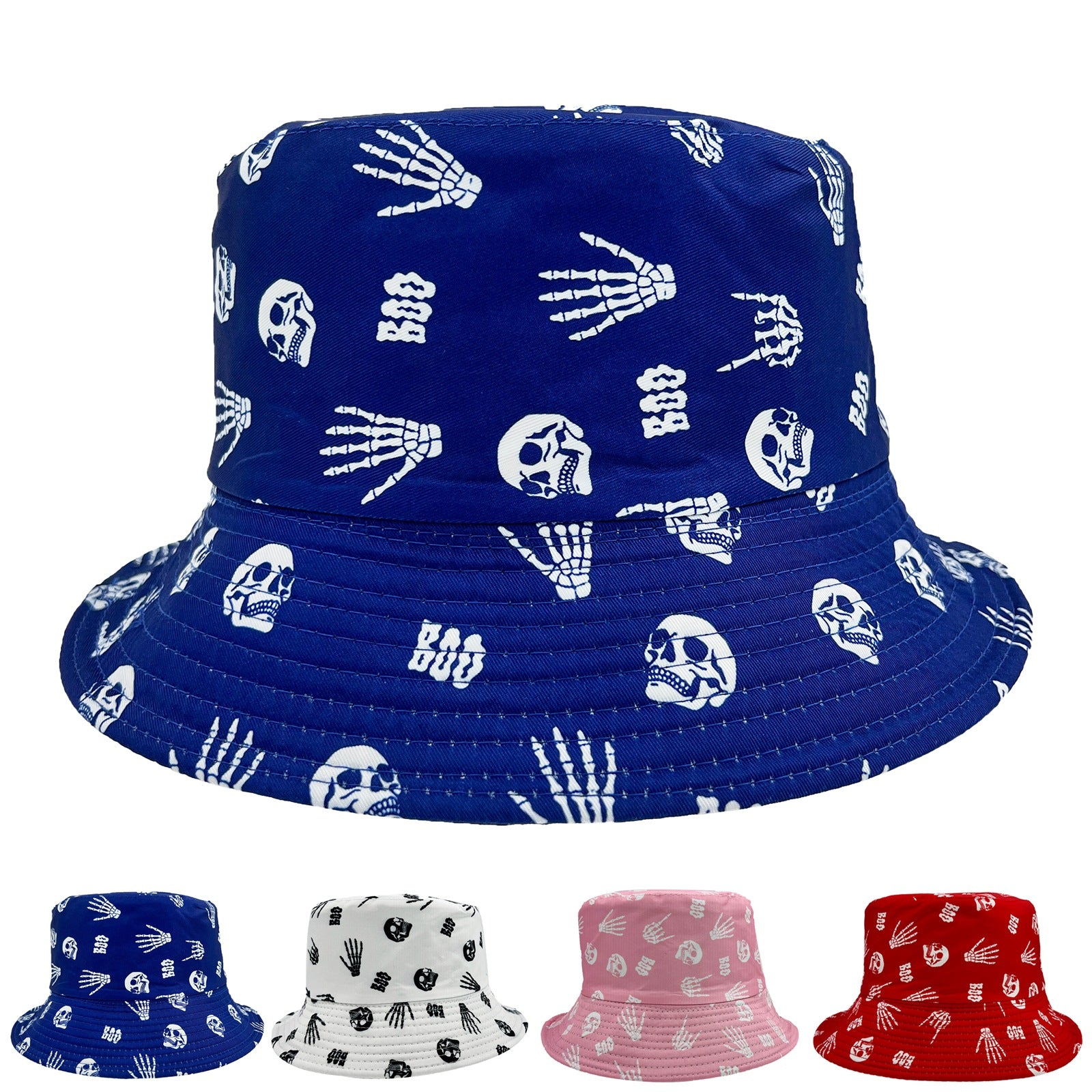 Skull Printed Fisherman Hat Hip Hop Unisex Casual Bucket Hat