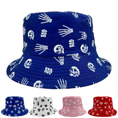 Skull Printed Fisherman Hat Hip Hop Unisex Casual Bucket Hat