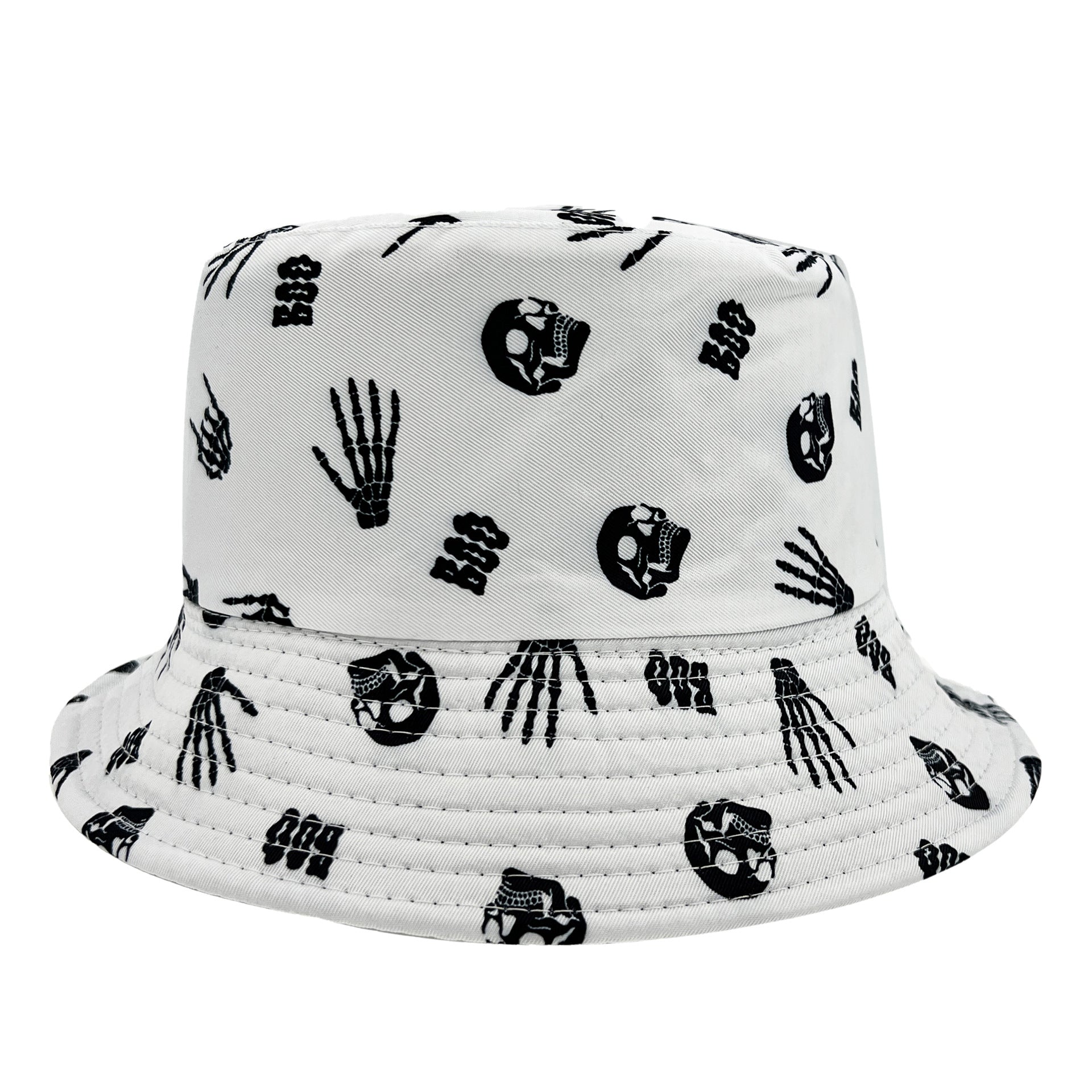 Skull Printed Fisherman Hat Hip Hop Unisex Casual Bucket Hat