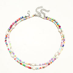 Bohemian Style Colorful Rice Beaded Necklace for Children