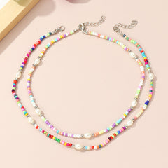 Bohemian Style Colorful Rice Beaded Necklace for Children