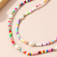 Bohemian Style Colorful Rice Beaded Necklace for Children