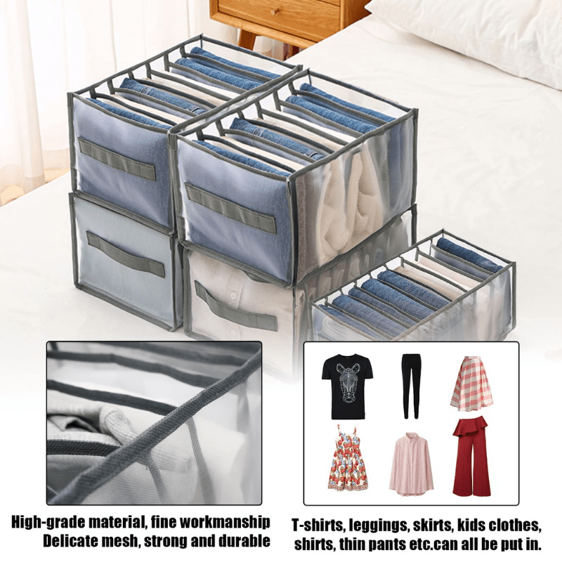 Set of 2 Foldable Drawer Organizers for Family Wardrobe Clothes Organization