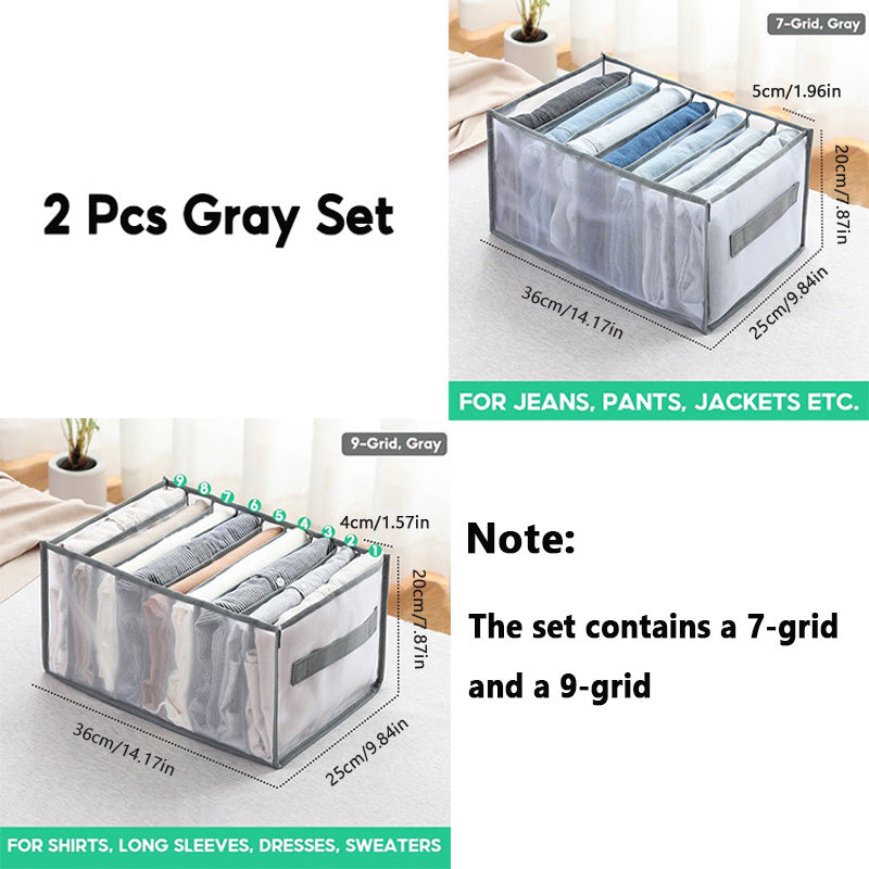 Set of 2 Foldable Drawer Organizers for Family Wardrobe Clothes Organization