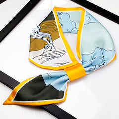Flower Print Twilly Scarf Neck Tie Silk Women Skinny Scarf