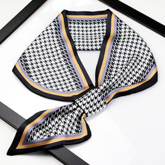 Flower Print Twilly Scarf Neck Tie Silk Women Skinny Scarf