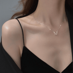 Girls Crystal Butterfly Necklace Silver Plated Personalized Gift