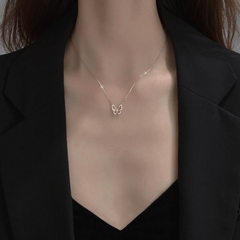 Girls Crystal Butterfly Necklace Silver Plated Personalized Gift