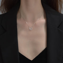 Girls Crystal Butterfly Necklace Silver Plated Personalized Gift