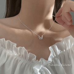 Girls Crystal Butterfly Necklace Silver Plated Personalized Gift