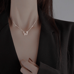 Girls Crystal Butterfly Necklace Silver Plated Personalized Gift