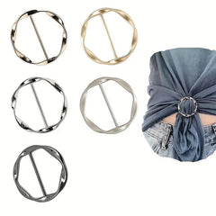 2pcs Women's T Shirt Tie Clips Scarf Clasp & Waist Buckle with Metal Ring