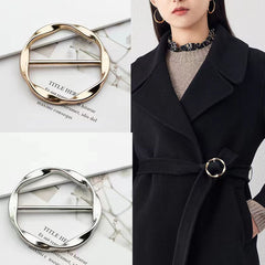 2pcs Women's T Shirt Tie Clips Scarf Clasp & Waist Buckle with Metal Ring