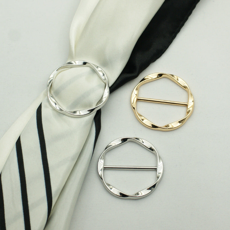 2pcs Women's T Shirt Tie Clips Scarf Clasp & Waist Buckle with Metal Ring