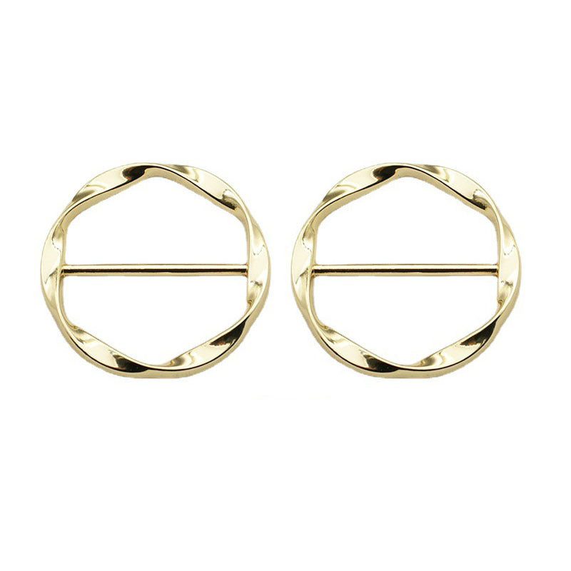 2pcs Women's T Shirt Tie Clips Scarf Clasp & Waist Buckle with Metal Ring