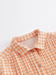 MARC&JANIE Girl Plaid Shoulder Shirt Spring Top