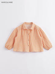 MARC&JANIE Girl Plaid Shoulder Shirt Spring Top