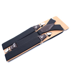 Men's Y-Back Suspenders w/ Metal Clips - Adjustable Elastic Straps
