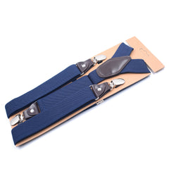 Men's Y-Back Suspenders w/ Metal Clips - Adjustable Elastic Straps