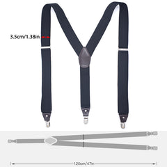Men's Y-Back Suspenders w/ Metal Clips - Adjustable Elastic Straps