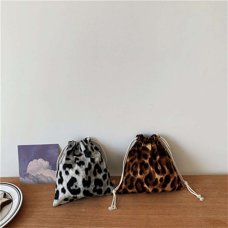 Plaid Pattern Drawstring Bag Small Canvas Storage Organizer