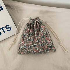 Plaid Pattern Drawstring Bag Small Canvas Storage Organizer