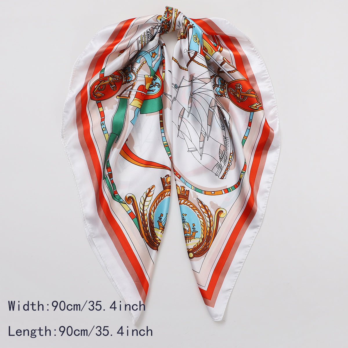 Boho Leaf Pattern Bandana Silk Scarf Casual Shawl