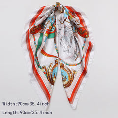 Boho Leaf Pattern Bandana Silk Scarf Casual Shawl