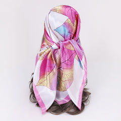 Boho Leaf Pattern Bandana Silk Scarf Casual Shawl
