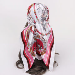 Boho Leaf Pattern Bandana Silk Scarf Casual Shawl