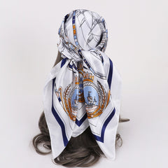 Boho Leaf Pattern Bandana Silk Scarf Casual Shawl