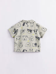 MARC&JANIE Puppy Graphic Cotton Linen Shirt For Summer