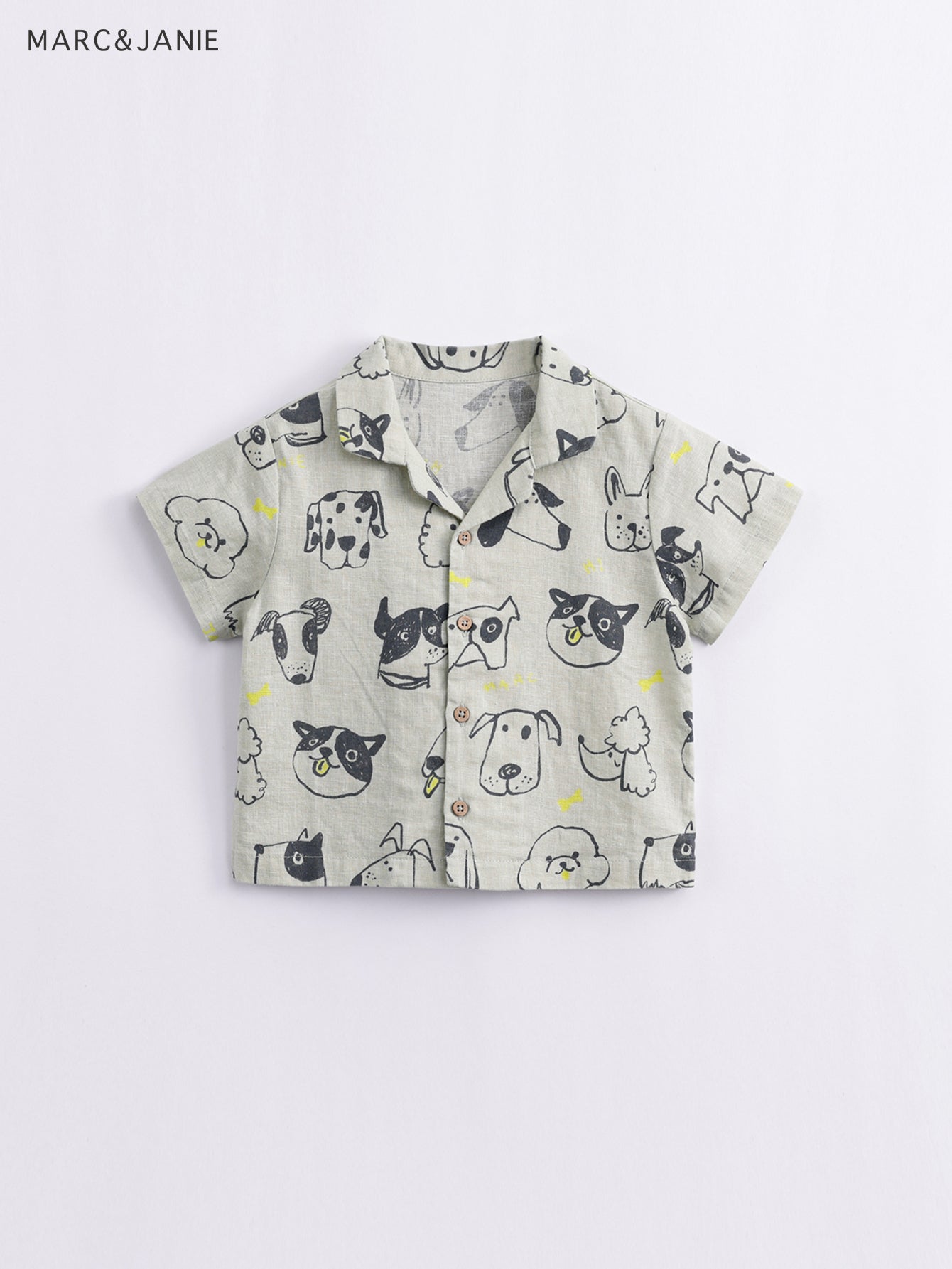 MARC&JANIE Puppy Graphic Cotton Linen Shirt For Summer