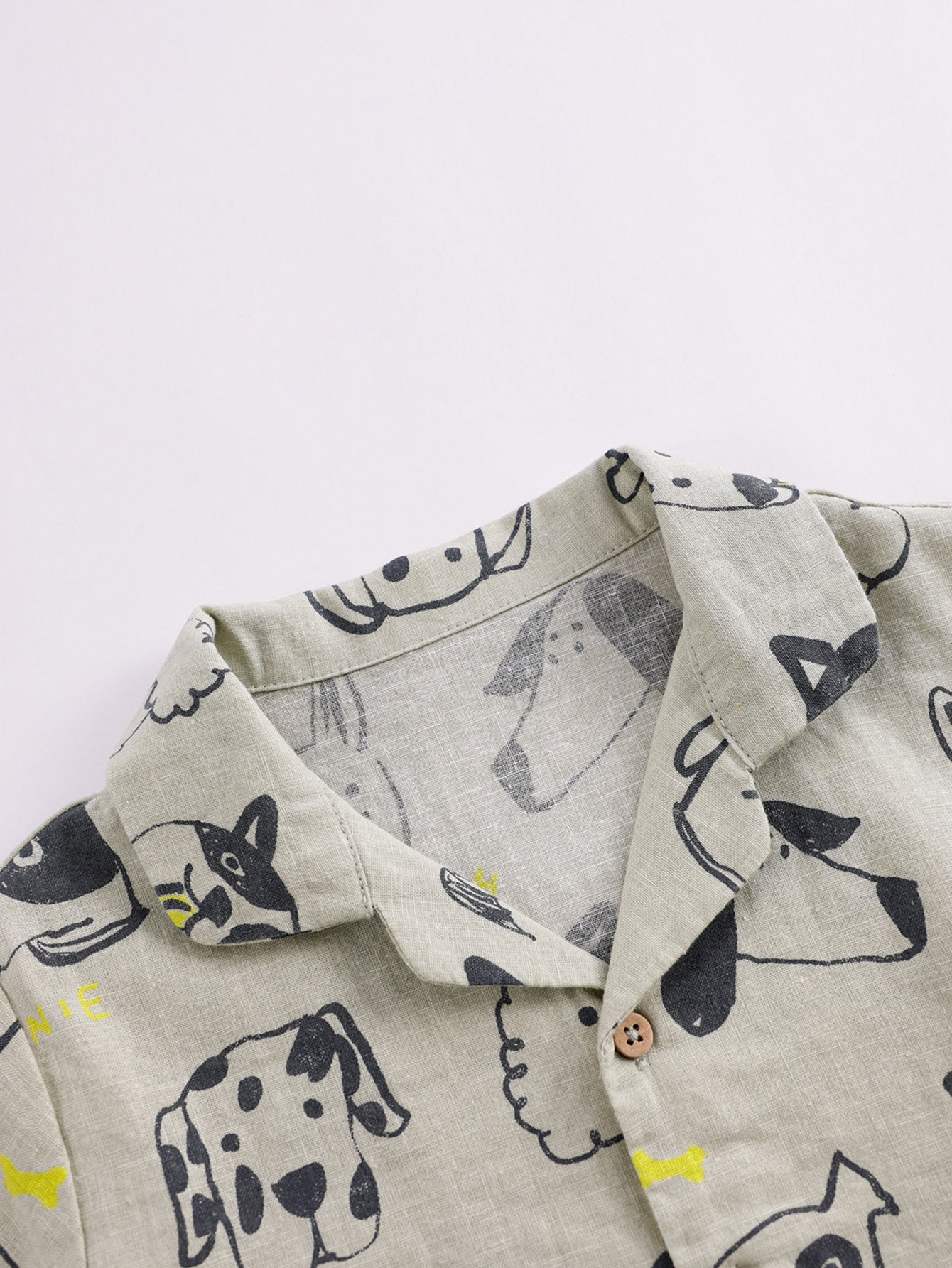 MARC&JANIE Puppy Graphic Cotton Linen Shirt For Summer