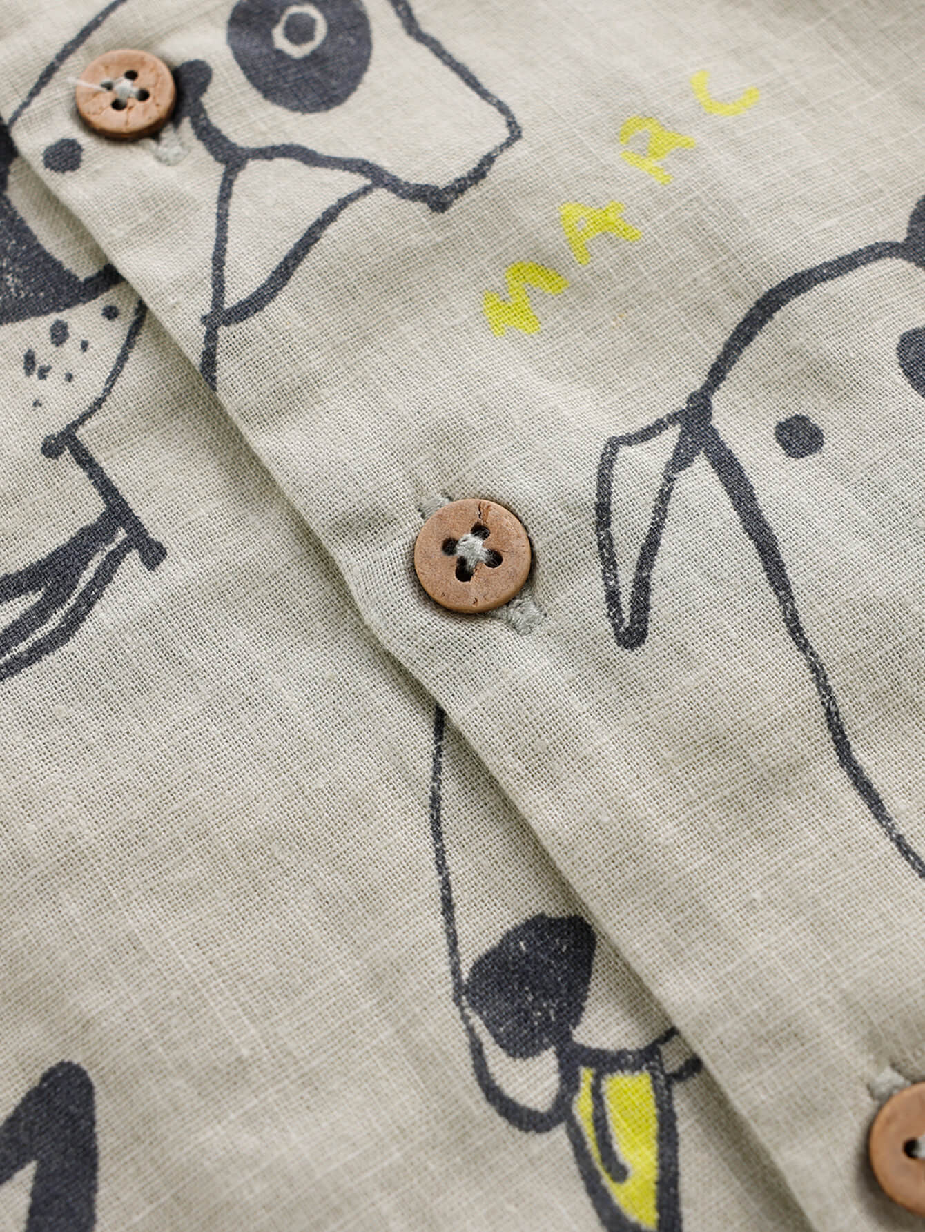 MARC&JANIE Puppy Graphic Cotton Linen Shirt For Summer