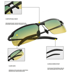 Men's Night Vision Polarized Driving Sunglasses Yellow Lens UV Protection