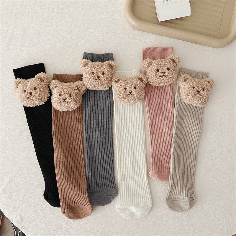 Baby Socks Kids Toddler Boys Knee High Bear Print Sock