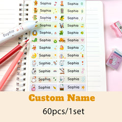 Custom Waterproof Name Sticker Labels Personalized 60/120pcs