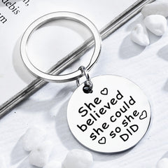 Stainless Steel Mom-Daughter Love Message Keychain