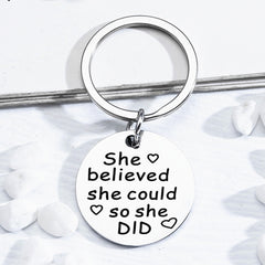 Stainless Steel Mom-Daughter Love Message Keychain