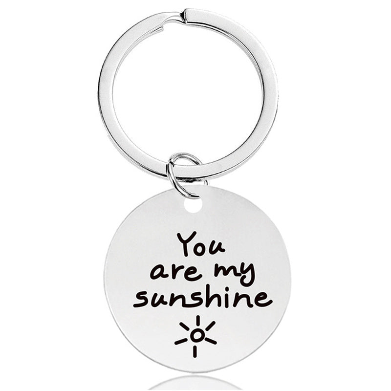 Stainless Steel Mom-Daughter Love Message Keychain