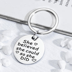 Stainless Steel Mom-Daughter Love Message Keychain