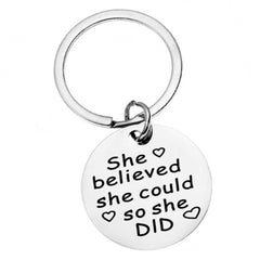 Stainless Steel Mom-Daughter Love Message Keychain