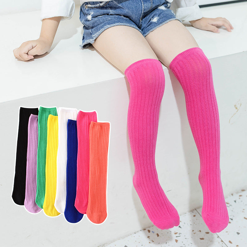 Kids Cotton High Knee Socks Long Leg Warmers for Girls 3-12 Years