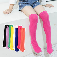 Kids Cotton High Knee Socks Long Leg Warmers for Girls 3-12 Years